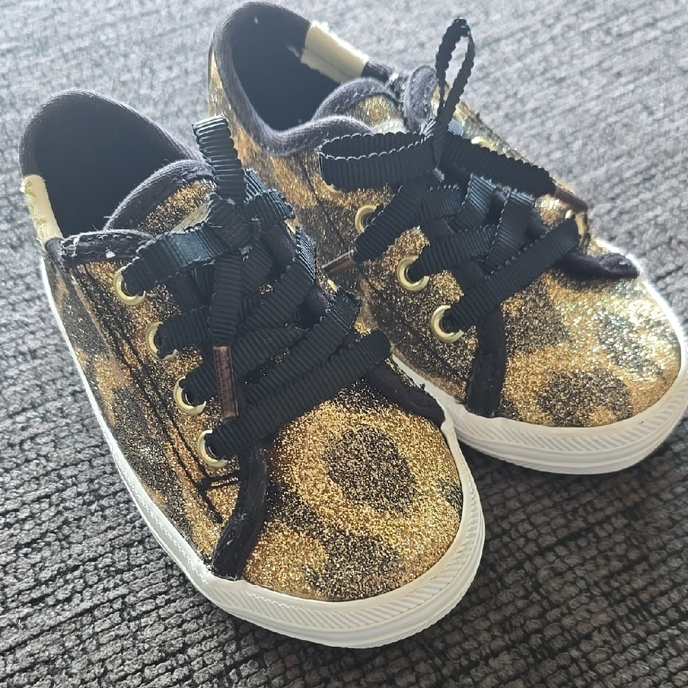 Kate Spade Glittery Gold and Black Kids Sneakers